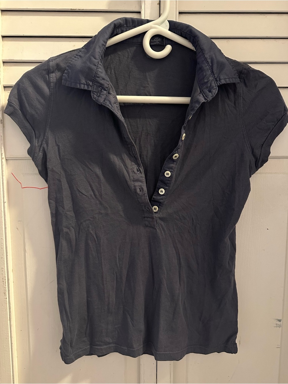 Brandy Melville Short Sleeve Button Polo in Charcoal Gray